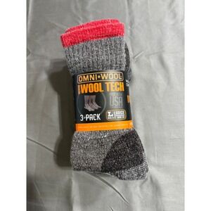 Omni-Wool Wool Tech Mid-Weight Hikers 3-Pack Merino Wool Socks Men 9-12 Wmn 10+